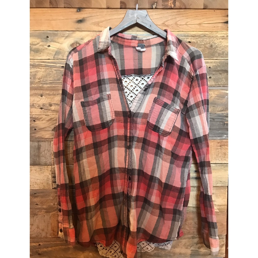 Free People Lace Detail Flannel